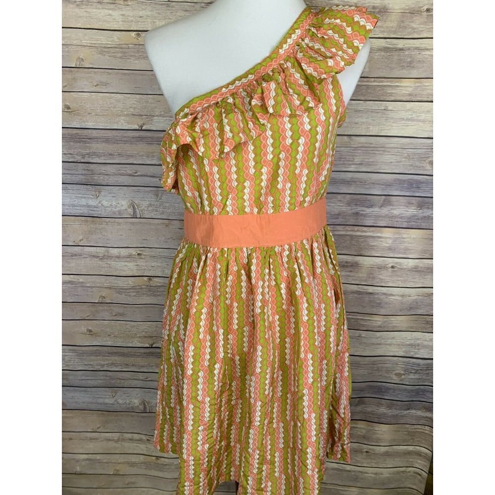 Tulle Womens Large One Shoulder Dress NEW Salmon A Line Ruffled